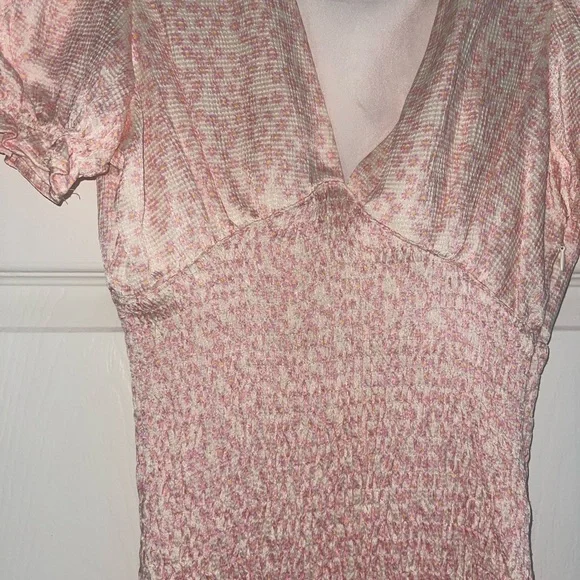 Zara Textured Floral Printed Smocked Mini Dress - Picture 4 of 6